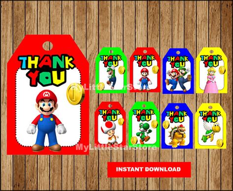 Mario Bros Thank You Tags Printable Mario Bros Tags Super Fiesta De Mario Bros Fiesta