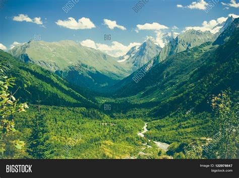 Mountain Valley Top View River Bed Image And Photo Bigstock
