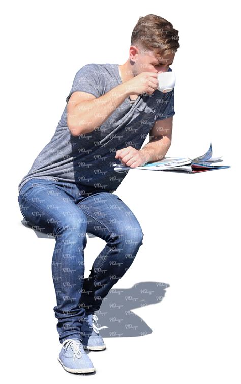 Man Sitting In A Cafe And Drinking Coffee Vishopper