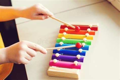 Kids Playing Music With Xylophone Stock Image Image Of Colorful
