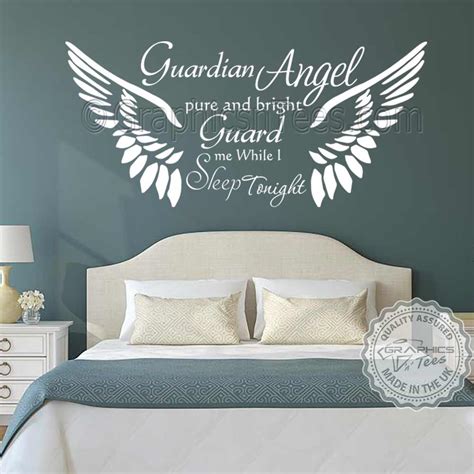 With our 40 bedroom wall decor ideas, you'll have plenty of inspiration to bring character and energy to your room. Guardian Angel Bedroom Wall Sticker Quote With Angel Wings ...