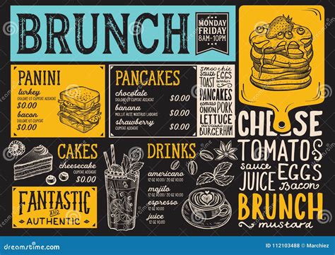 Brunch Menu Restaurant Food Template Stock Vector Illustration Of