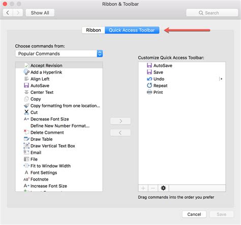 How To Customize The Quick Access Toolbar In Word And Excel On Mac