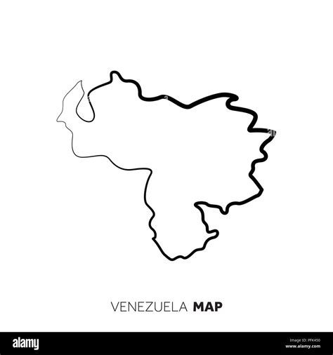 Venezuela Vector Country Map Outline Black Line On White Background