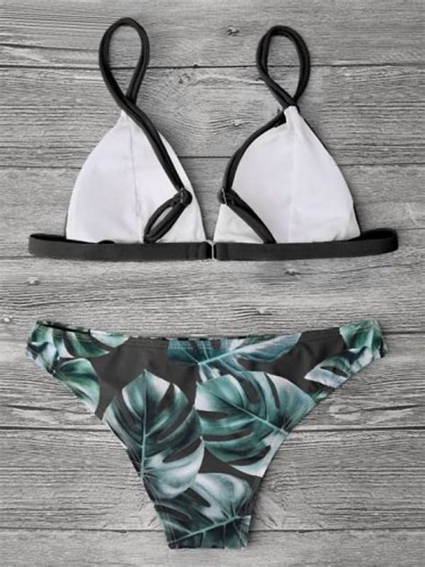 Cami Leaf Print Bralette Bikini Black Hypegem Closed Until Further