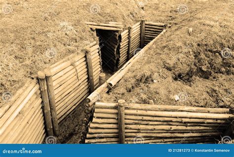Trenches Of World War Ii Sepia Stock Image Image Of Trenches