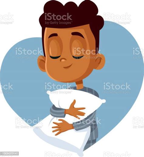 African Boy Holding Pillow Ready To Sleep Stock Illustration Download