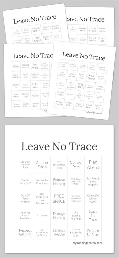 Leave No Trace Printable Cards Printable Word Searches
