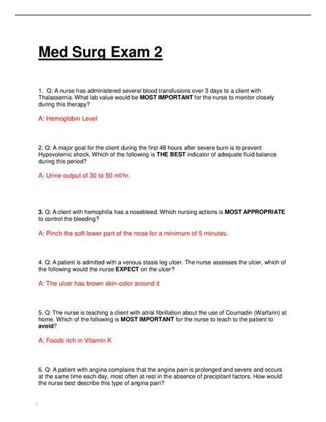 Med Surg Exam 2 QUESTIONS & ANSWERS.