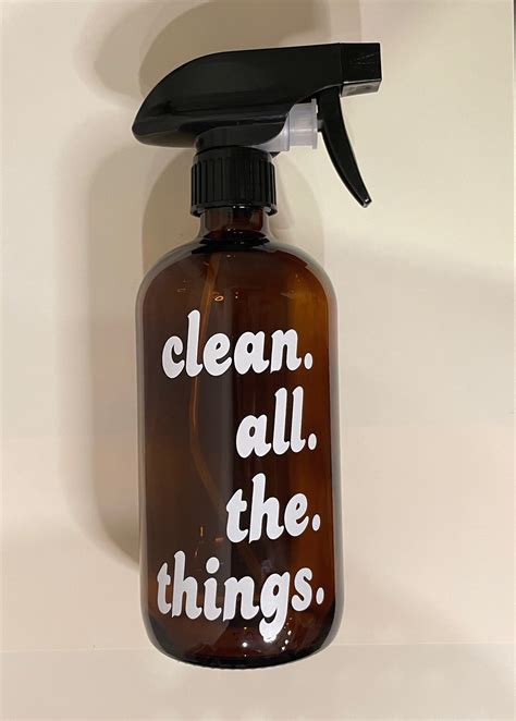 Clean All The Things Vinyl Label 16 Oz Glass Bottle Etsy Uk