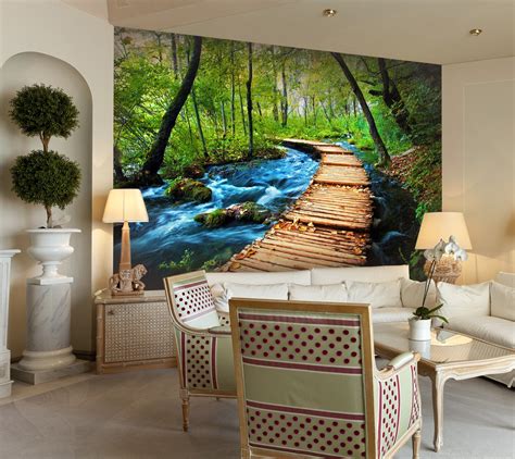 3d Forest Stream 018 Wall Murals Aj Wallpaper