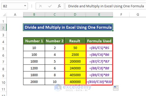 How To Divide And Multiply In One Excel Formula 4 Ways Exceldemy