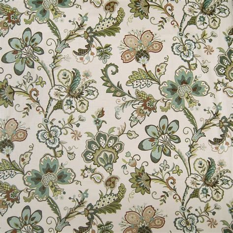 Seaglass Blue Floral Made In Usa Upholstery Fabric
