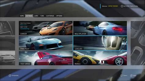 Forza Motorsport 6 Menus Overview Quick Look Home Go Race Cars