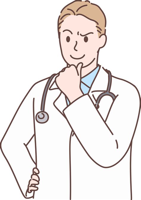 Professional Young Male Doctor Character Thinking And Looking Up