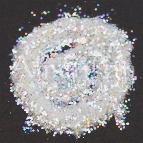 Holographic White 0025 Hex Loose Chunky Cosmetic Glitter By Aba 30ml