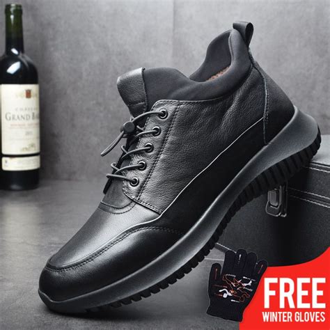 Osco Brand New Men Shoes Winter Warm Shoes Genuine Leather Fashion