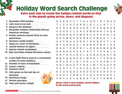 A Happy Holiday Word Search Worksheets And Printables