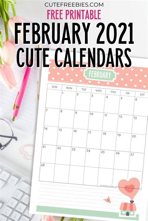 Free Printable February 2021 Calendar Pdf Cute Freebies For You