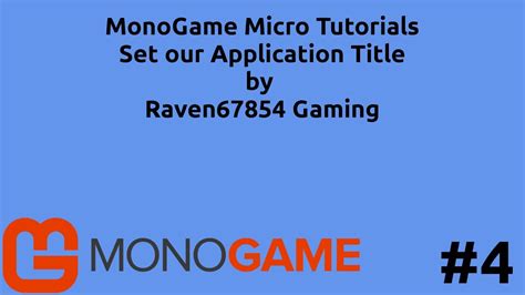 Return substr( $title, 0, $max ). MonoGame Micro Tutorial Series #4 - Set our Application ...