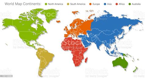 Ilustración De Mapa Del Mundo Detallado Dividido En Seis Continentes