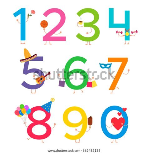Colorful Set Funny Figures 1 10 Stock Vector Royalty Free 662482135