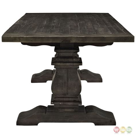 Column Modern Rustic 79 Solid Pine Wood Dining Table Black