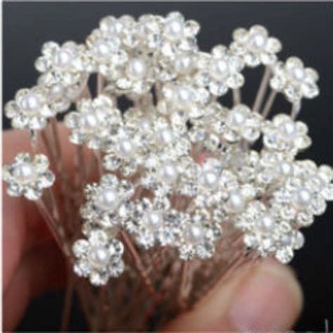 Sale 20pcs Wedding Bridal Pearl Flower Crystal Hair Pins Clips