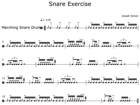 Snare Exercise Sheet Music For Marching Snare Drums