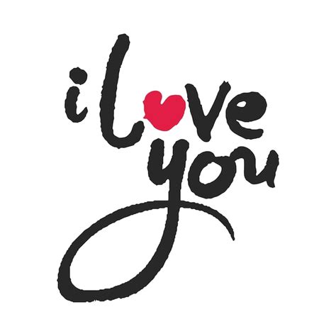 Premium Vector I Love You Calligraphy Lettering With Red Heart