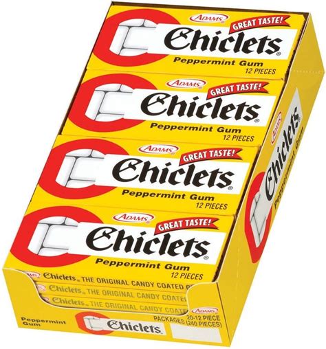 Chiclets Peppermint Gum Pastilhas Chiclets Sabor A Menta Chiclets