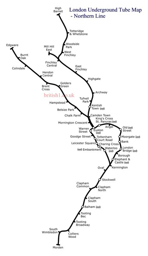 London Underground Tube Map Northern Line Map