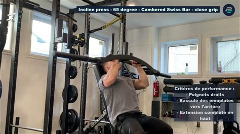 Incline Press 65 Degree Cambered Swiss Bar Close Grip Demo