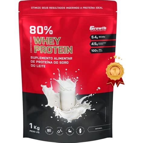 80 Whey Protein Concentrado Pacote 1kg Growth Supplements Shopee