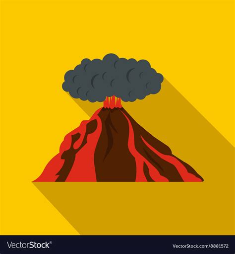 Volcano Erupting Icon Flat Style Royalty Free Vector Image