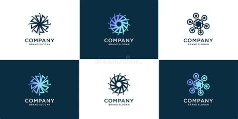 Set Of Technology Logo Abstract With Modern Style Premium Vector Stock