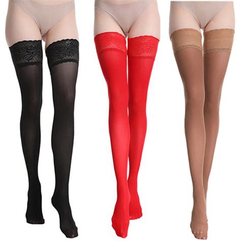 women s velvet over knee socks 80d lace top silicone long stockings plus size sexy hosiery