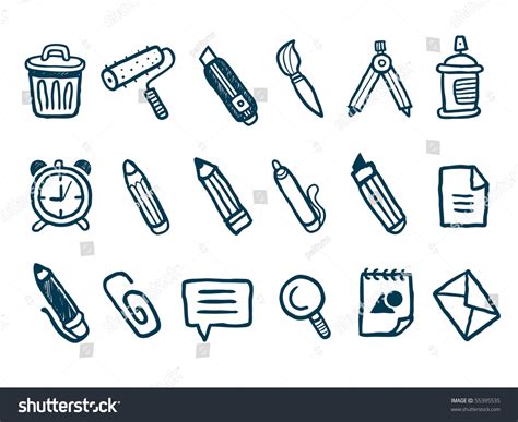 Stationery Icons Set Vector Illustration 55395535 Shutterstock
