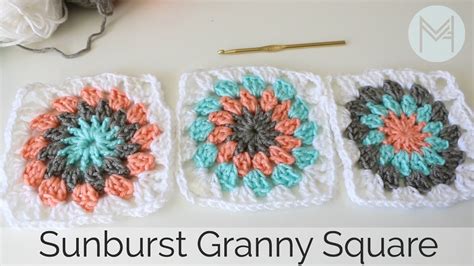 Crochet Sunburst Granny Square Tutorial Youtube