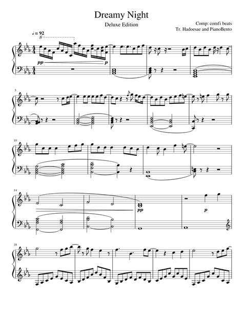 Dreamy Night Deluxe Edition Sheet Music For Piano Solo