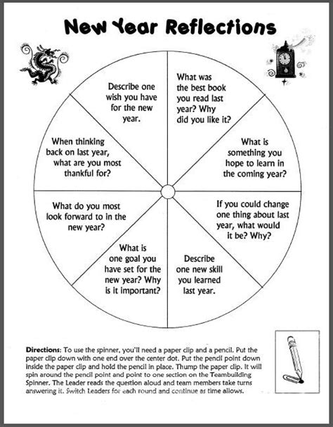 New Year Reflections Spinner Classroom Freebies Team Building