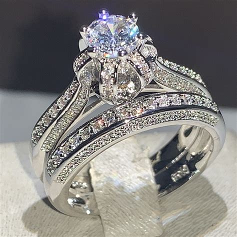 2019 New Arrival Luxury Jewelry Couple Rings 925 Sterling Silver Round