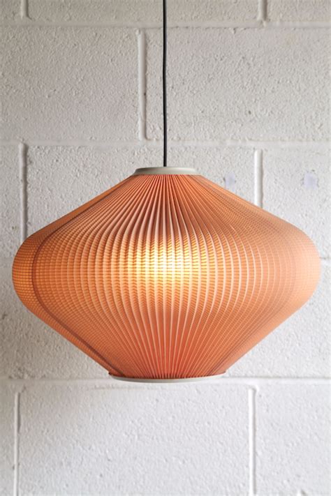1950s Pink Pleated Pendant Light Cream And Chrome