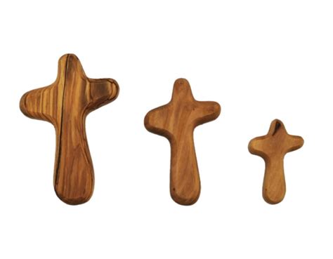 Medium Hand Carved Olive Wood Holding Cross Handmade Comfort Etsy