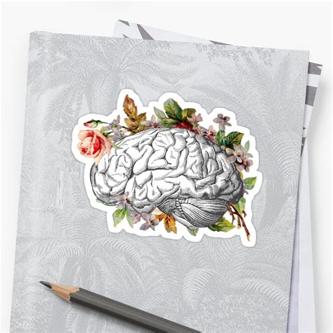 Brain With Flowers Sticker By Laineregen Redbubble