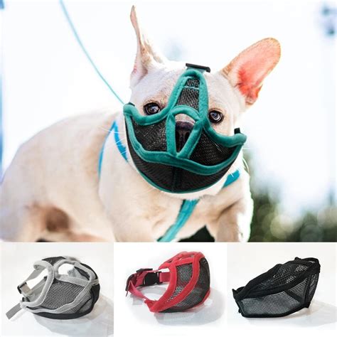 New Short Snout Pet Dog Muzzles Adjustable Breathable Mesh French