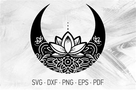 Lotus Moon Mandala SVG Cricut Cut Files Celestial Symbol - Etsy