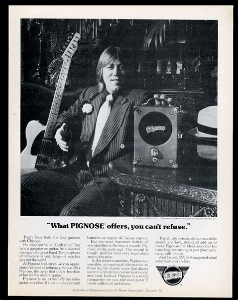 1974 Chicago Band Terry Kath Photo Pignose Guitar Amp Vintage Print Ad