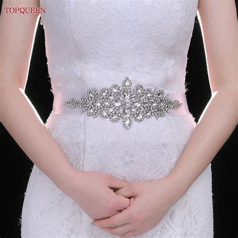 Topqueen S01 Luxury Silver Rhinestone Wedding Belts Girdles For Women