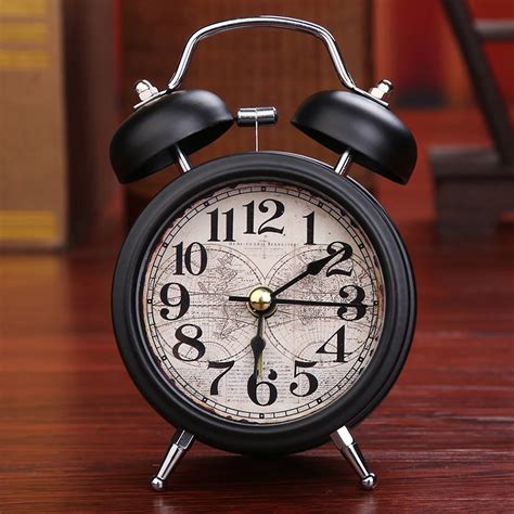 2019 New Household Retro Alarm Clock Round Number Double Bell Desk